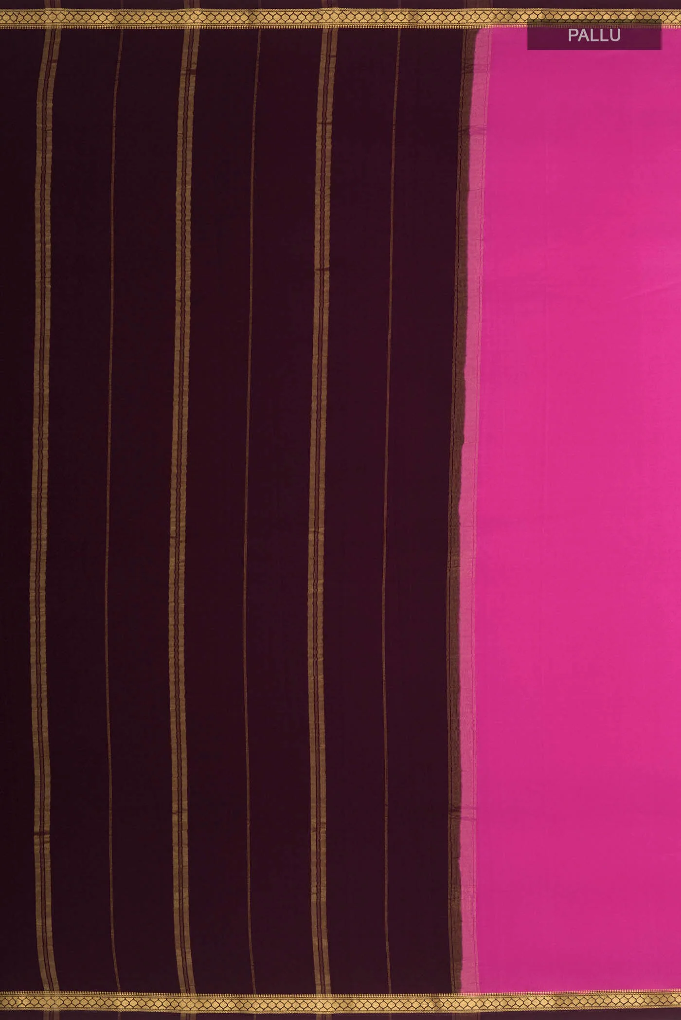 Pure Silk Pure Zari Pink Mysore Crepe Saree - Image 7