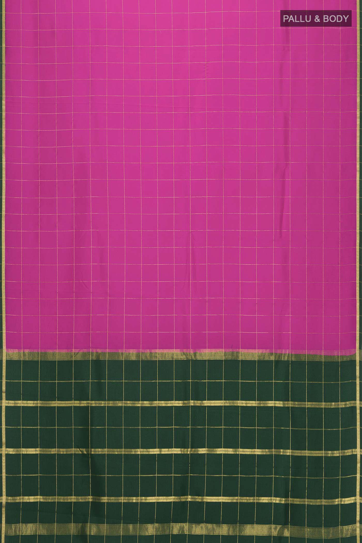 Pure Silk Pure Zari Pink Mysore Crepe Saree - Image 6