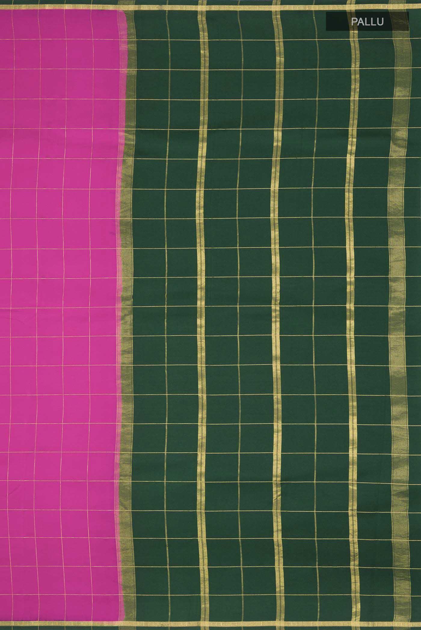 Pure Silk Pure Zari Pink Mysore Crepe Saree - Image 7