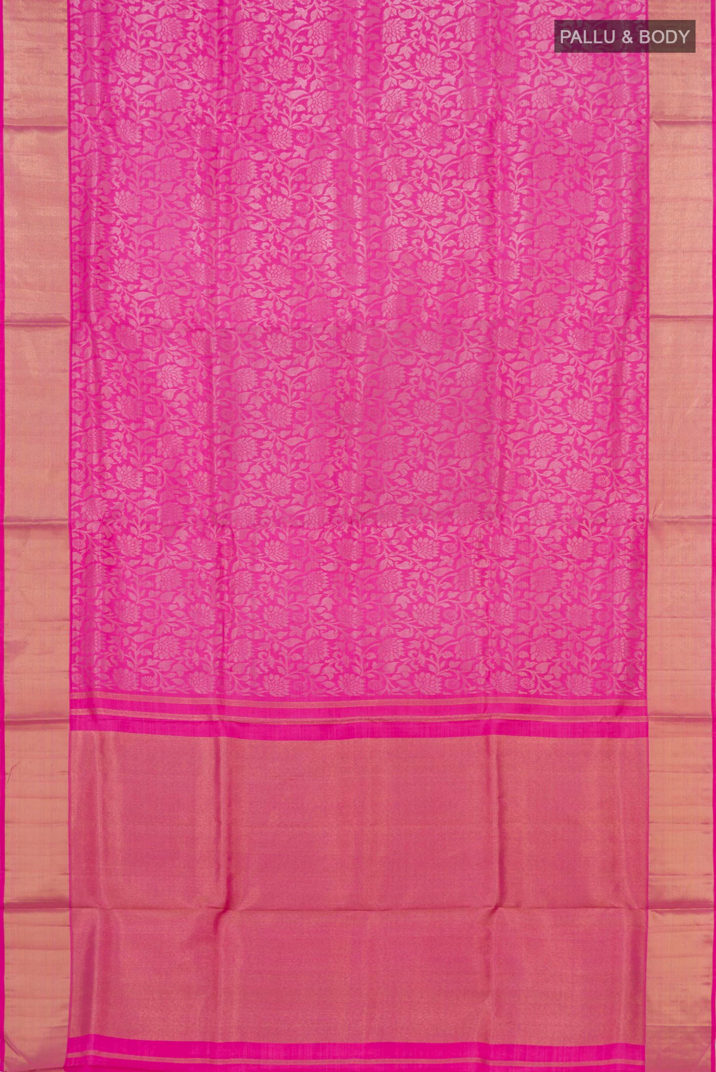 Pure Silk Pure Zari Rose pink Uppada Saree - Image 5