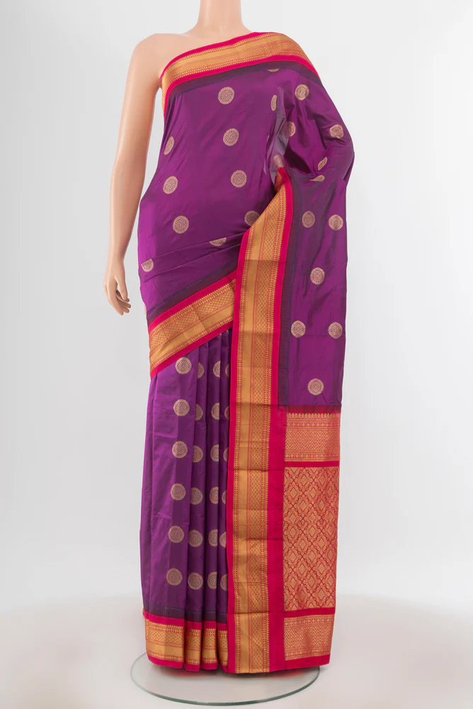 Purple Blended Bangalore Silk Saree