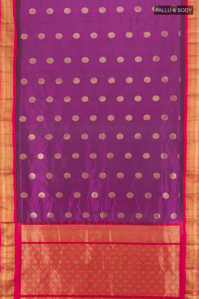 Purple Blended Bangalore Silk Saree - Image 5