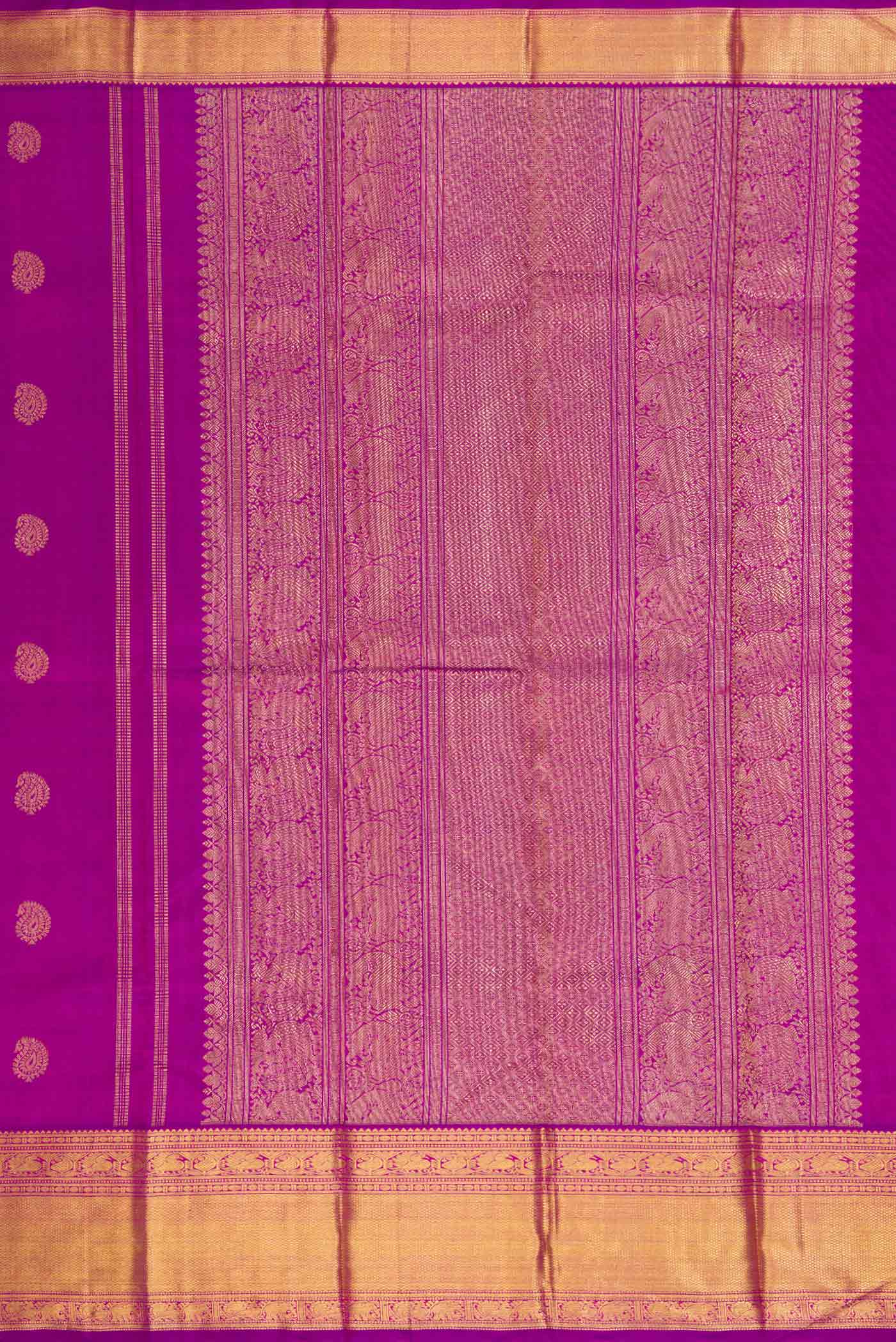 Pure Silk Pure Zari Purple Dual Tone Kanjivaram Saree - Image 7