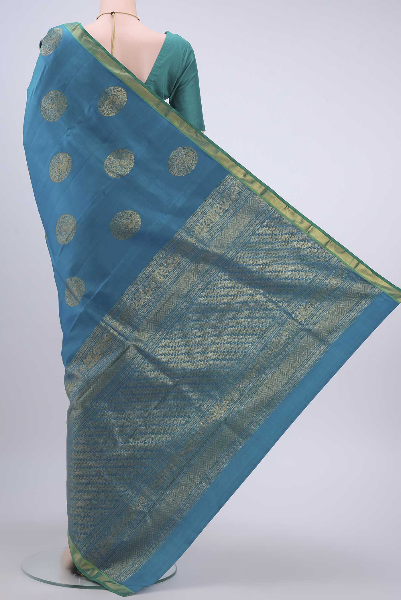 Blue Kanjivaram Silk Saree - Image 3