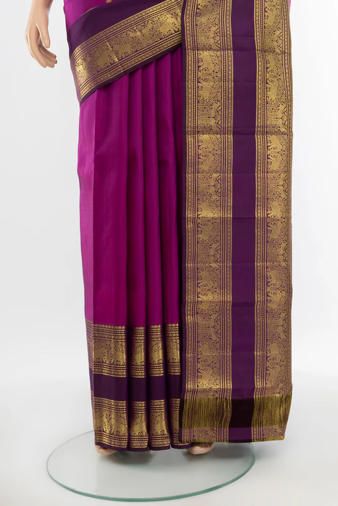 Magenta Kanchipuram Silk Saree - Image 3