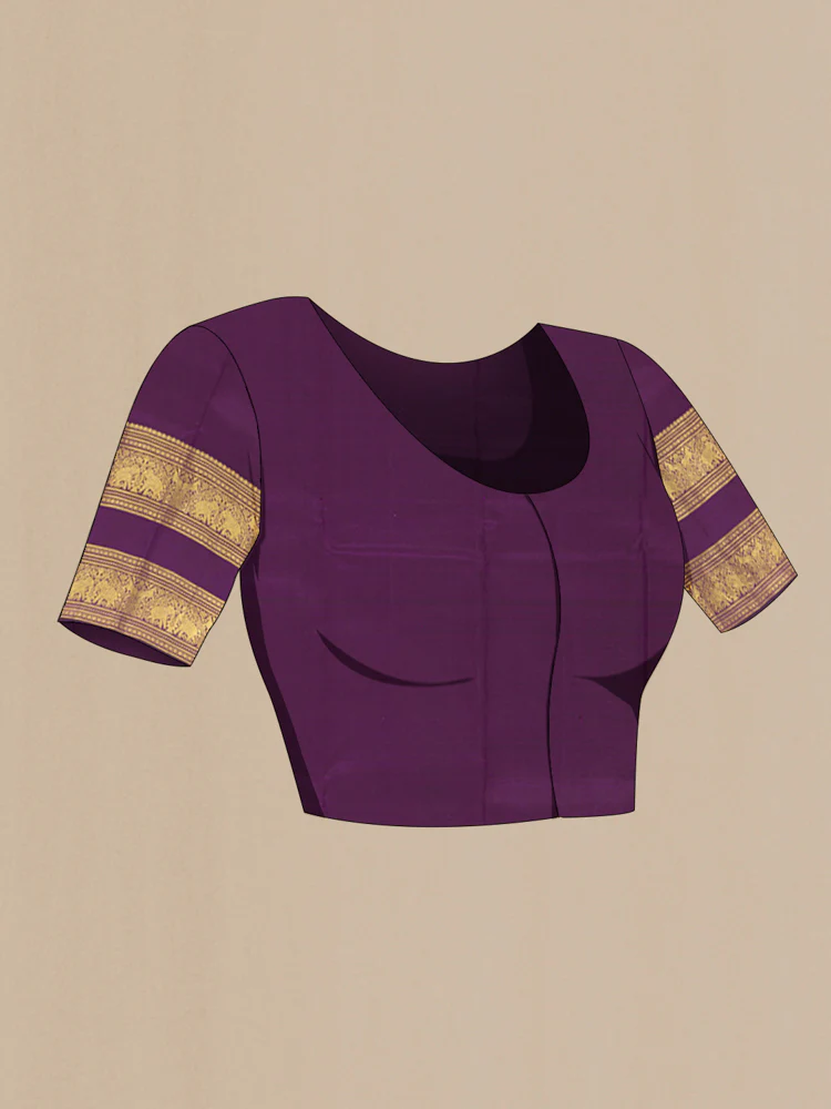 Magenta Kanchipuram Silk Saree - Image 4