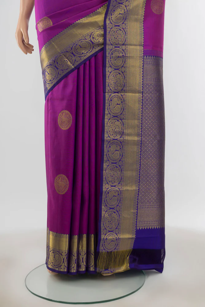 Purple Kanchipuram Silk Saree - Image 3