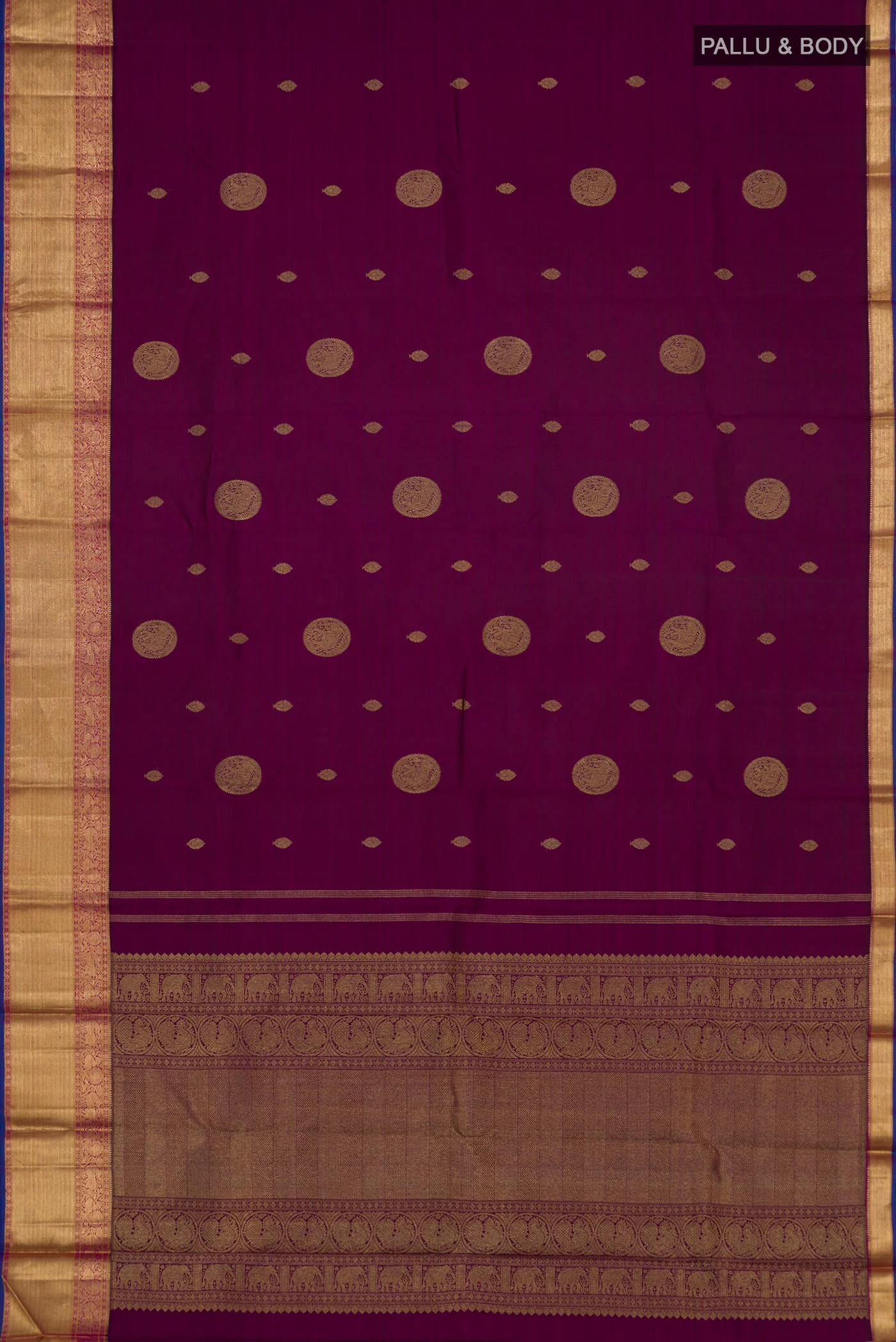 Pure Silk Pure Zari Purple Kanchipuram Saree - Image 5