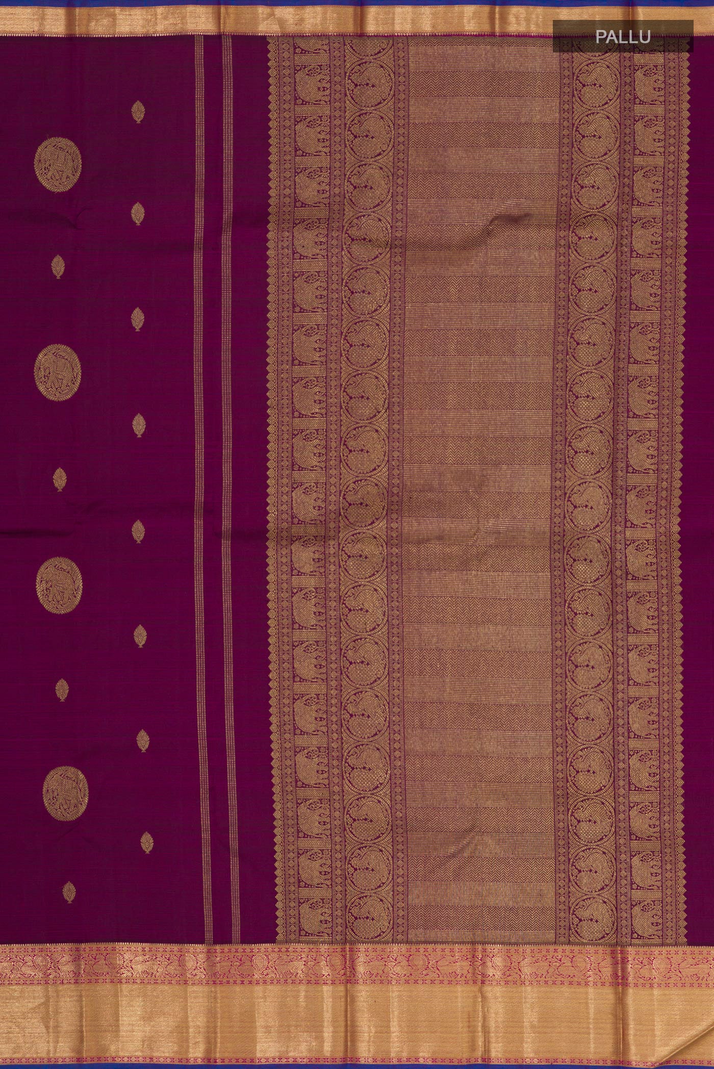 Pure Silk Pure Zari Purple Kanchipuram Saree - Image 6