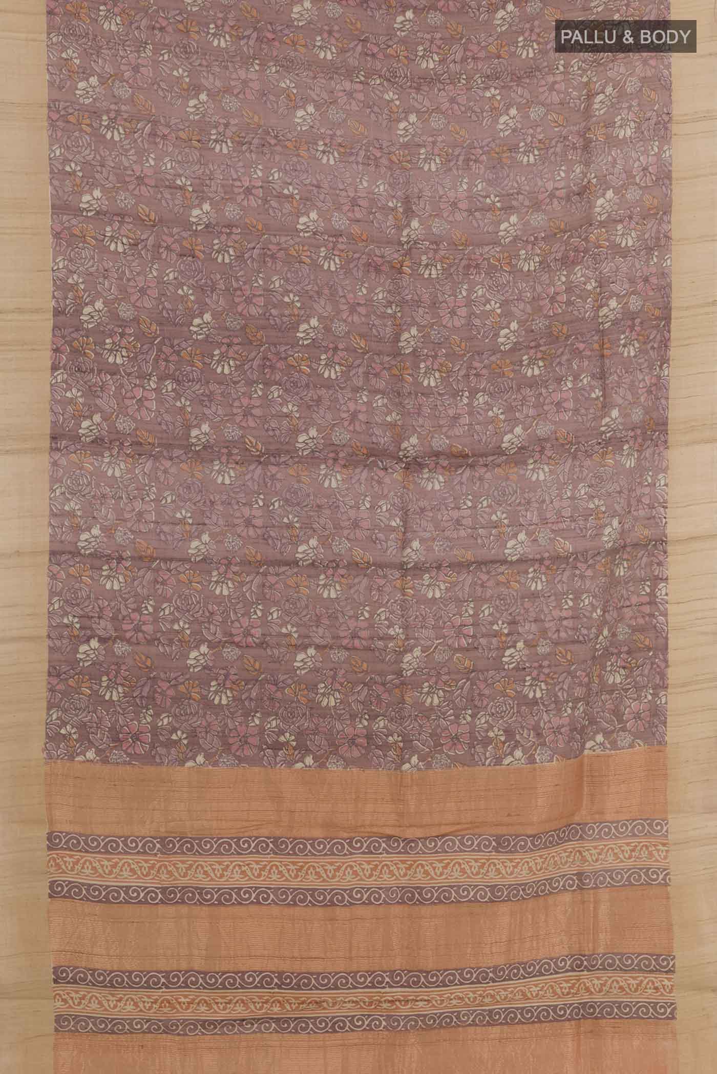 Brown Tussar Silk Saree - Image 3
