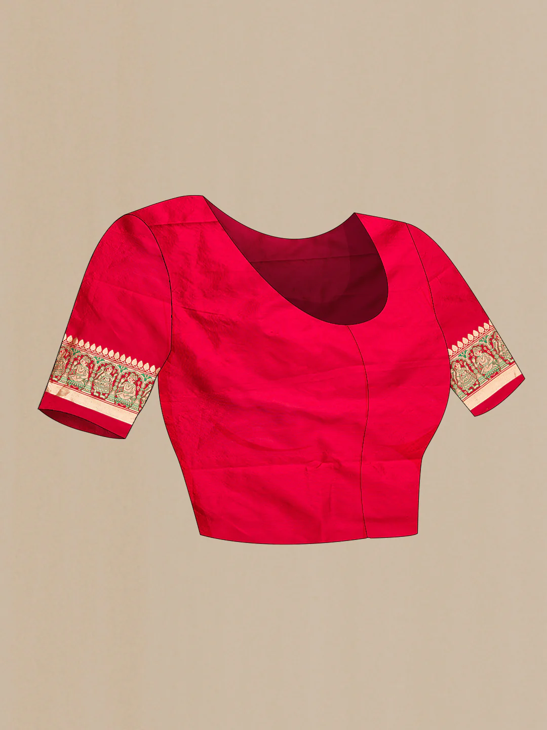 Pure Silk Pure Zari Red Dual Tone Double Ikat Saree - Image 5