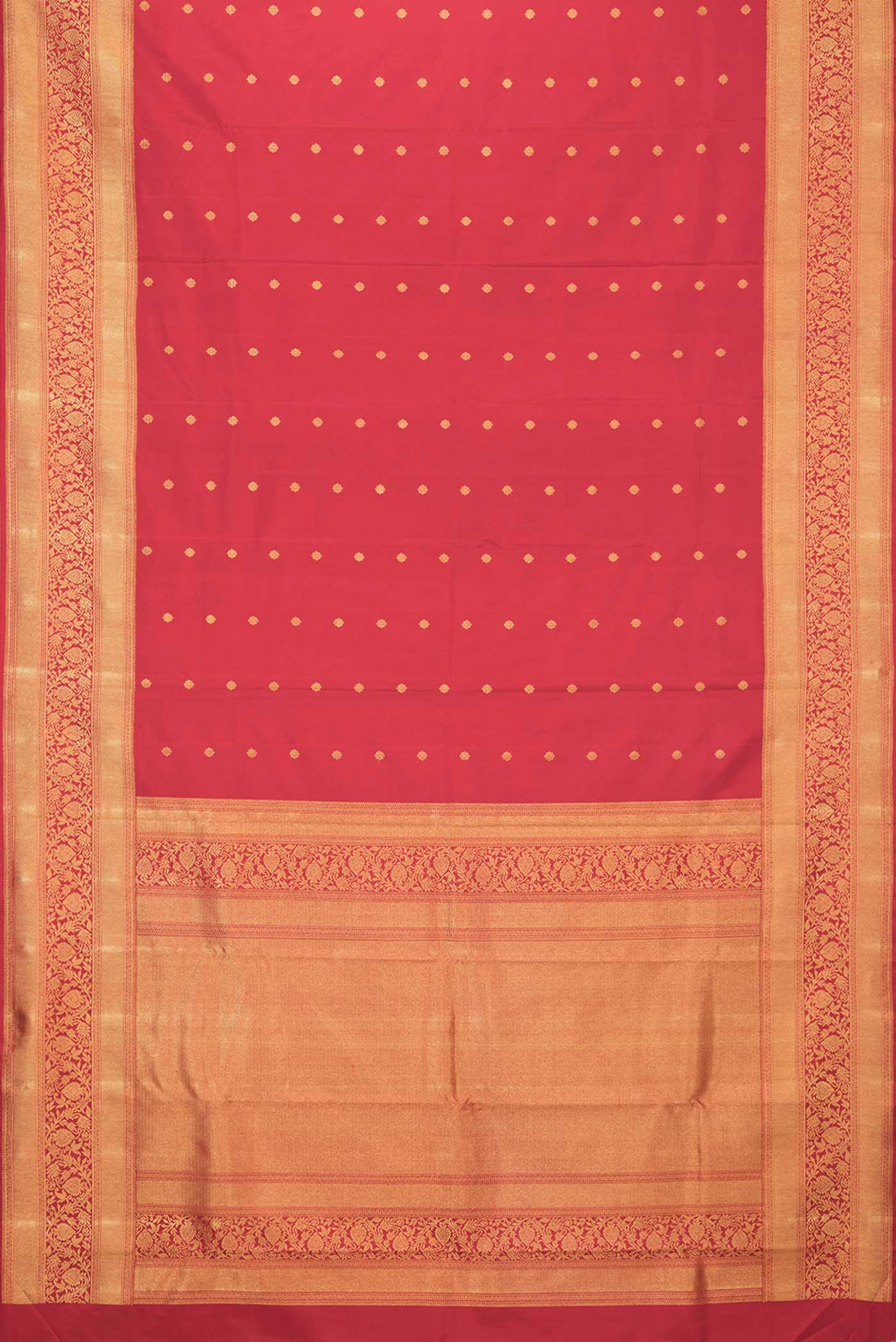 Pure Silk Pure Zari Red Dual Tone Kanjivaram Saree - Image 6