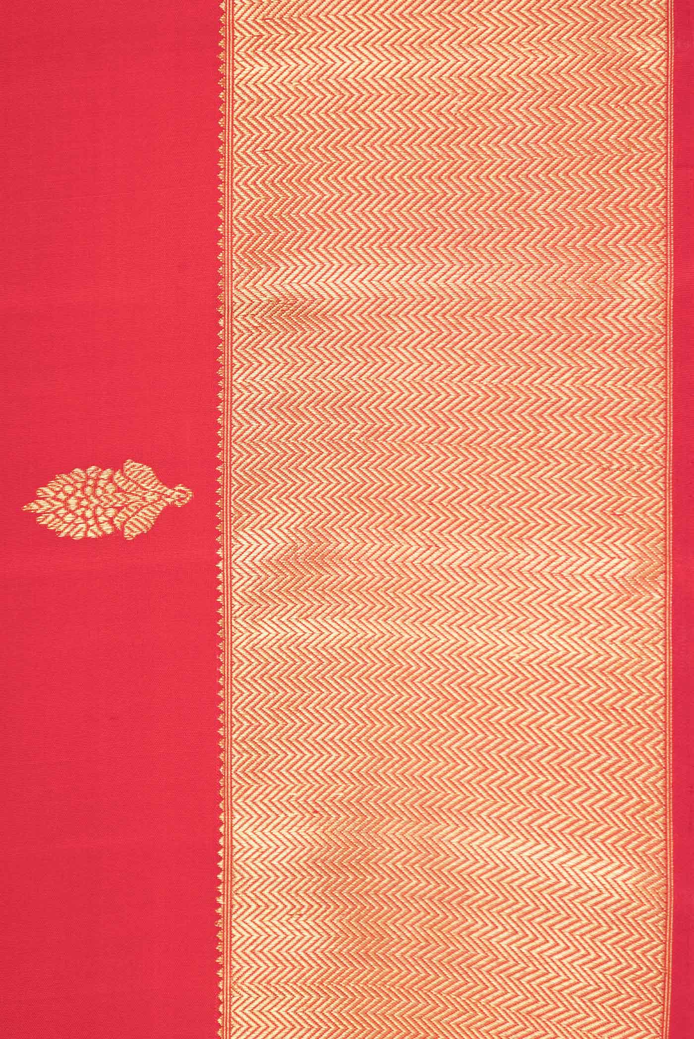 Pure Silk Pure Zari Red Dual Tone Kanjivaram Saree - Image 3