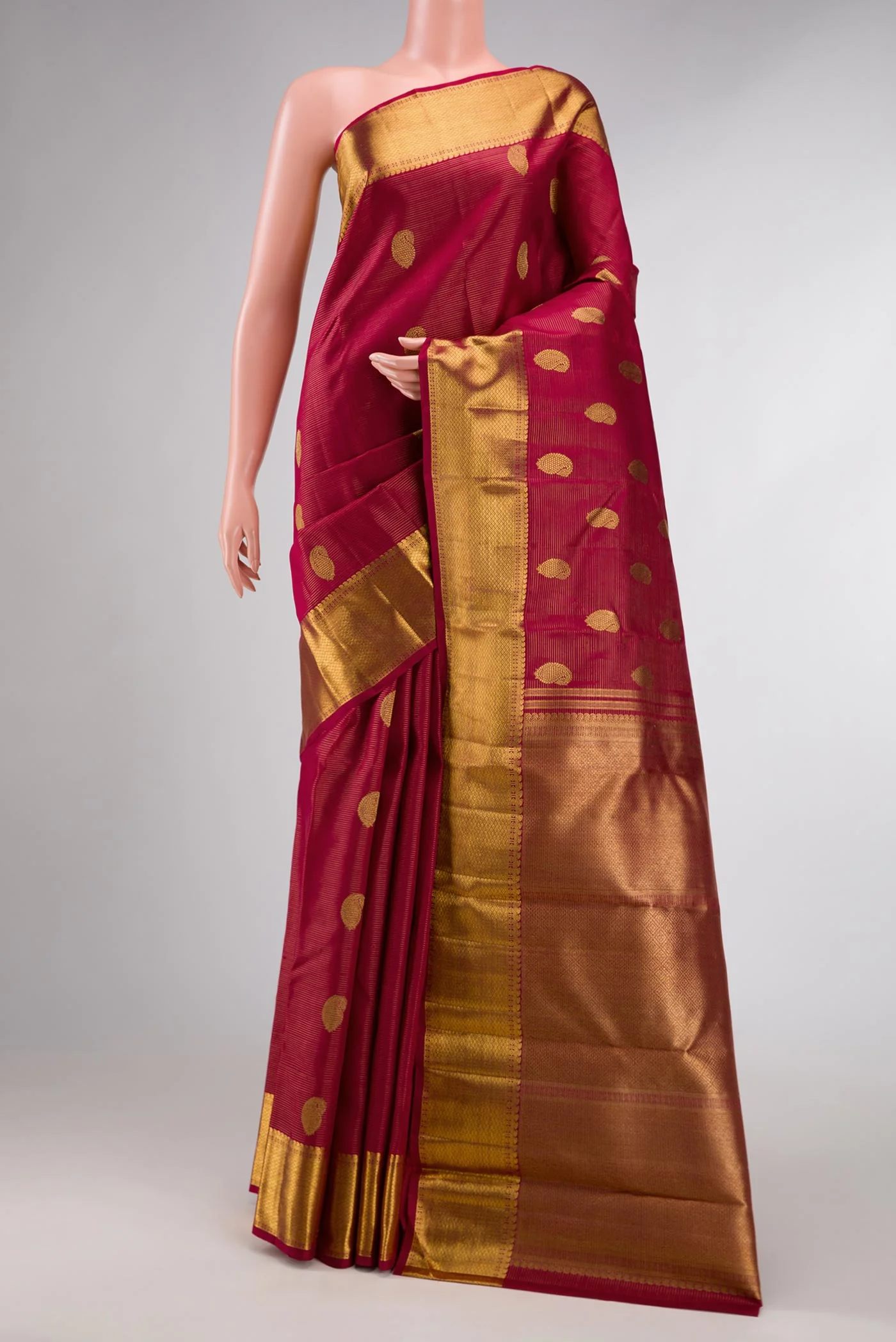 Pure Silk Pure Zari Maroon Kanjivaram Saree