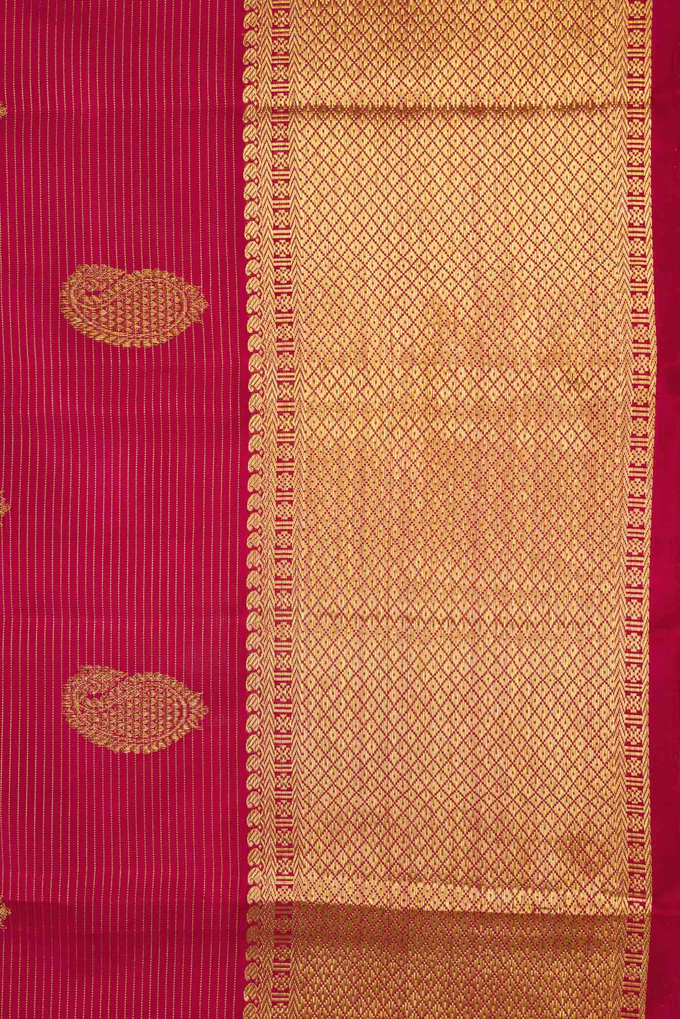 Pure Silk Pure Zari Maroon Kanjivaram Saree - Image 3