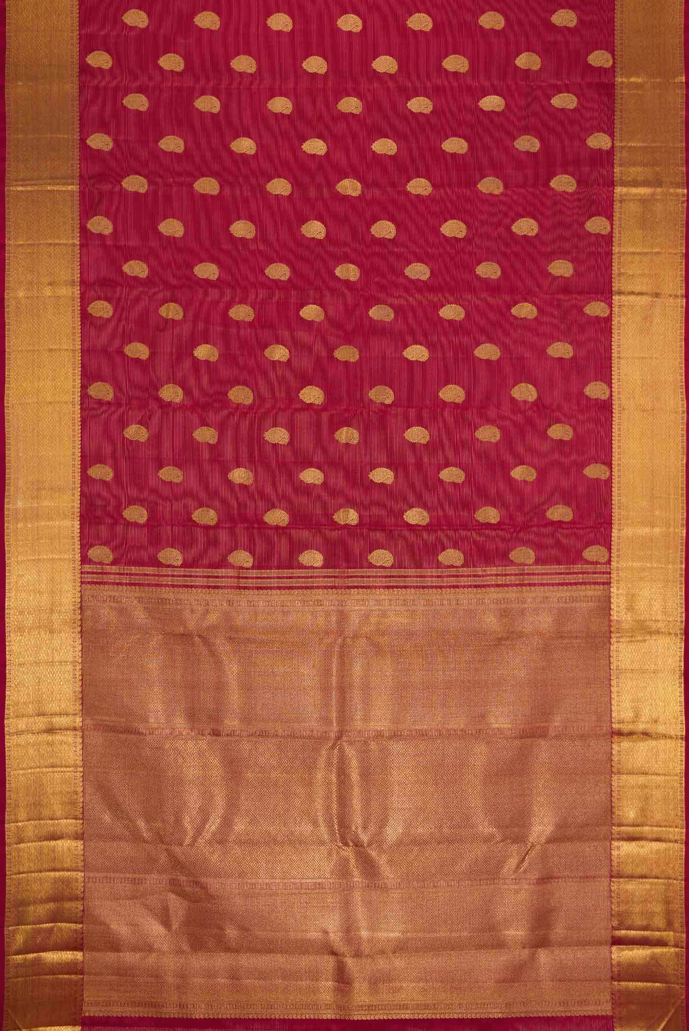 Pure Silk Pure Zari Maroon Kanjivaram Saree - Image 6
