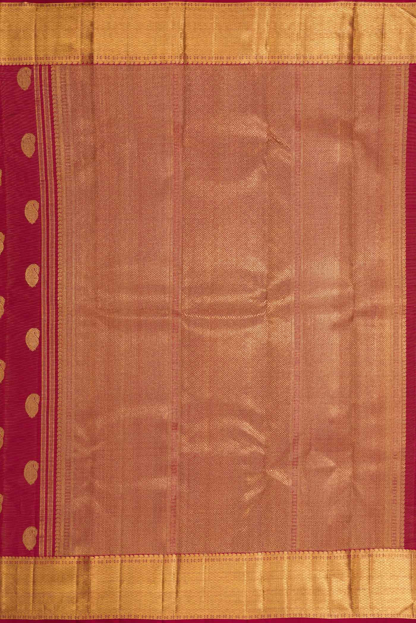 Pure Silk Pure Zari Maroon Kanjivaram Saree - Image 7