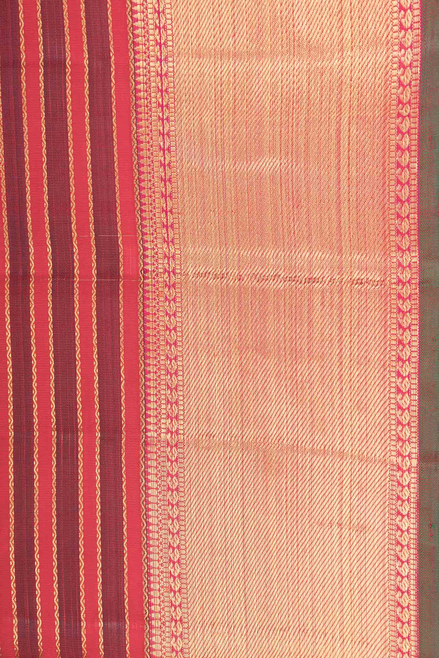 Pure Silk Pure Zari Red Dual Tone Kanjivaram Saree - Image 3