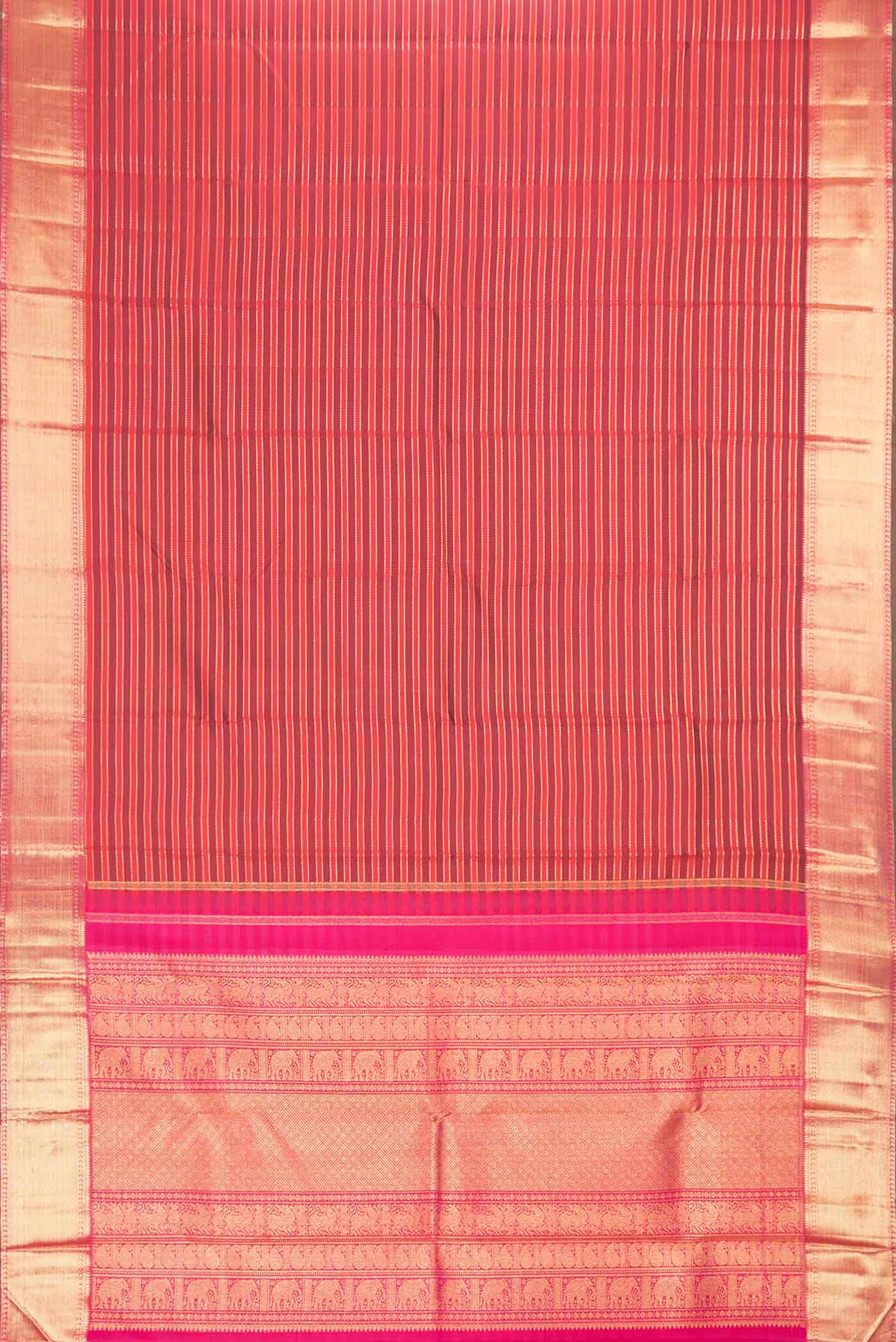 Pure Silk Pure Zari Red Dual Tone Kanjivaram Saree - Image 6