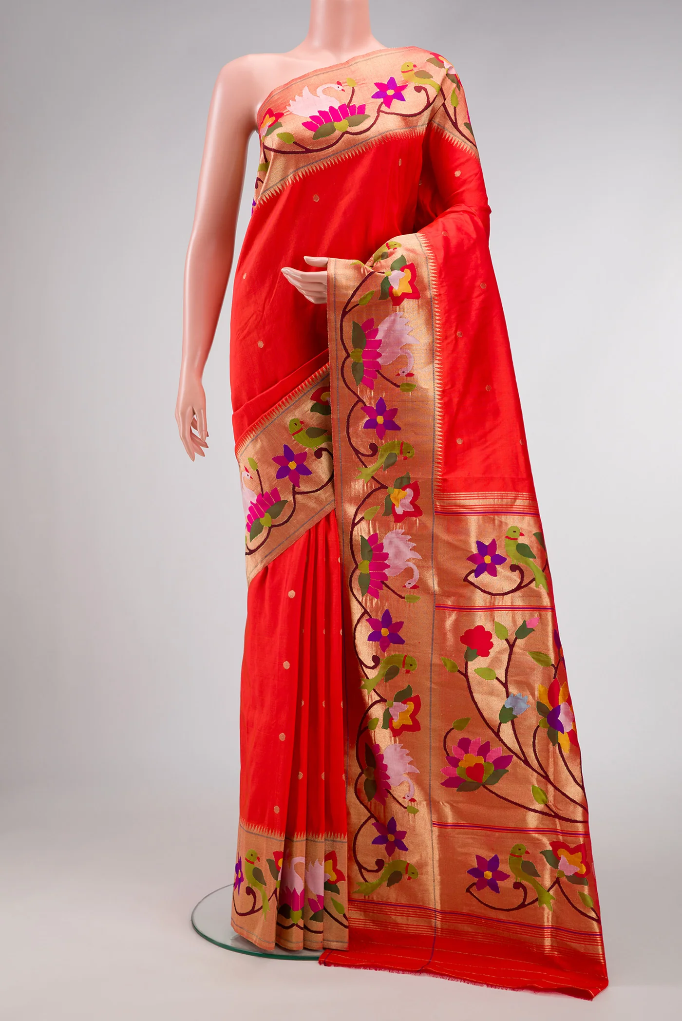 Pure Silk Pure Zari Red Paithani Saree