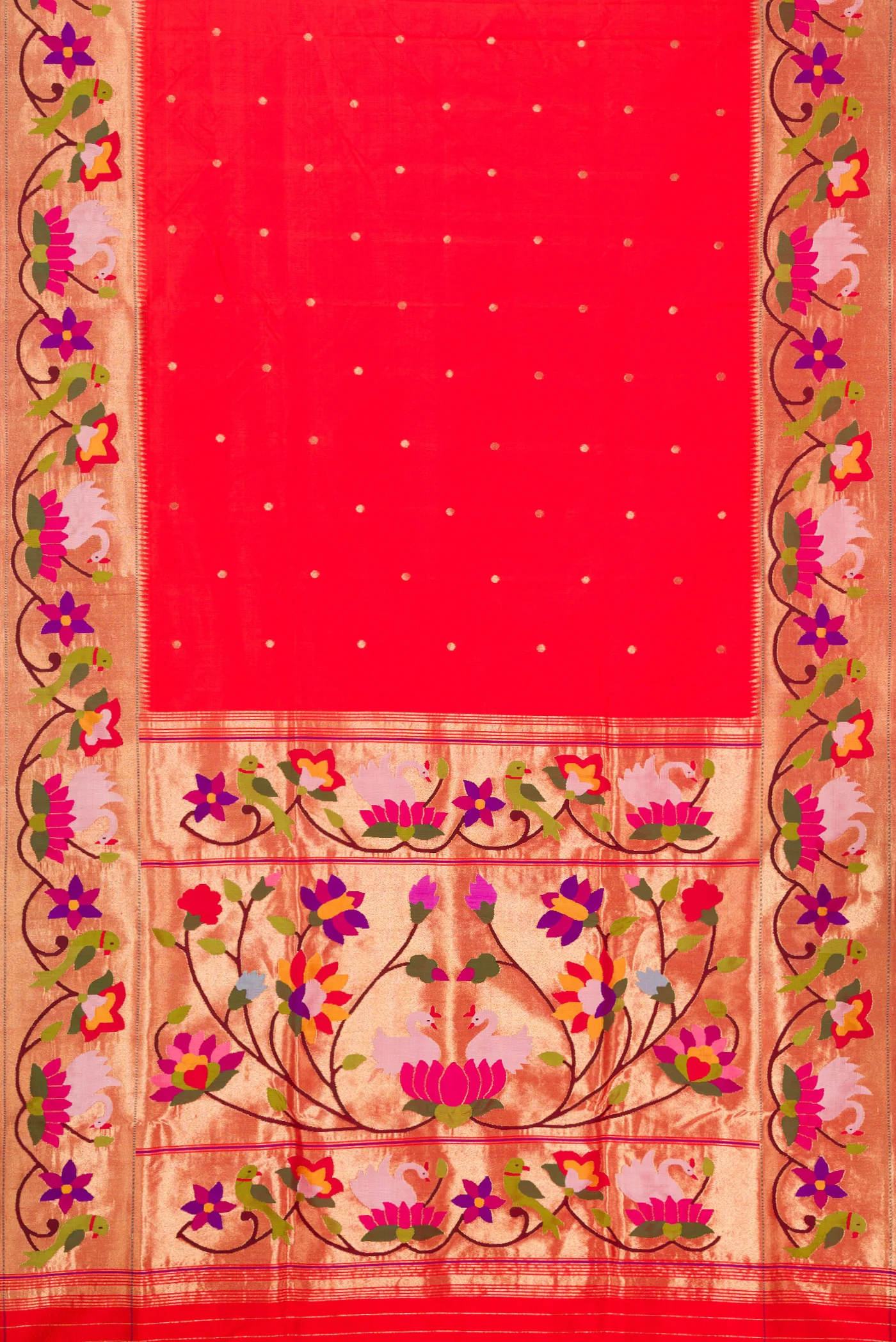 Pure Silk Pure Zari Red Paithani Saree - Image 6