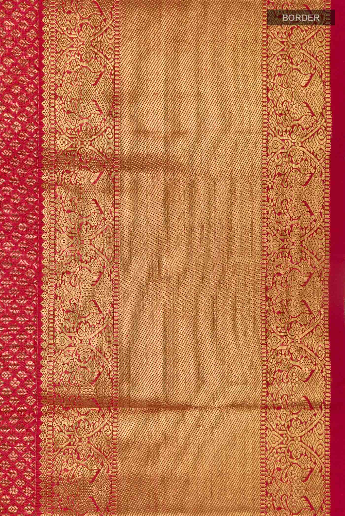 Pure Silk Pure Zari Red Kanjivaram Saree - Image 3