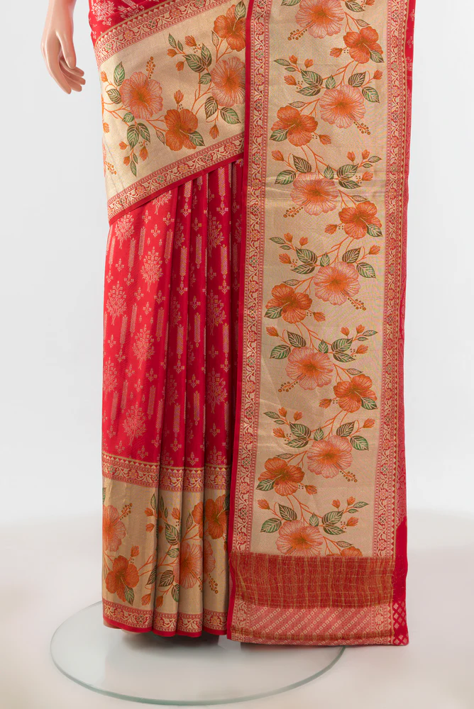Red Kanchipuram Silk Saree - Image 3