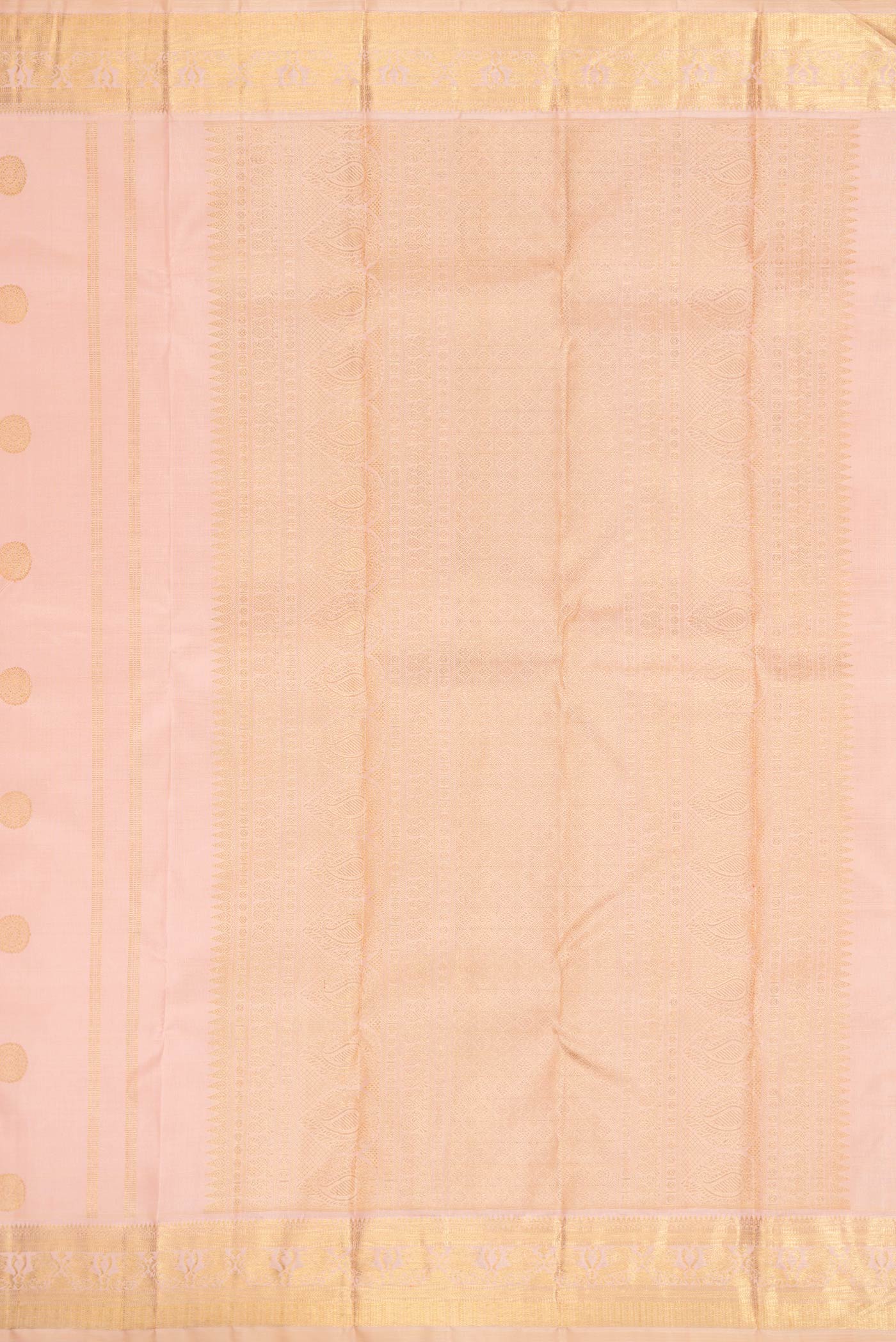 Pure Silk Pure Zari Rose Gold Dual Tone Kanjivaram Saree - Image 7