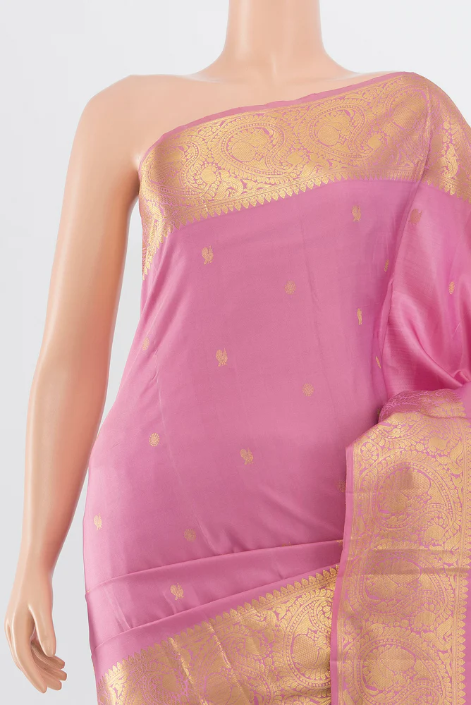 Rose pink Kanchipuram Silk Saree - Image 2