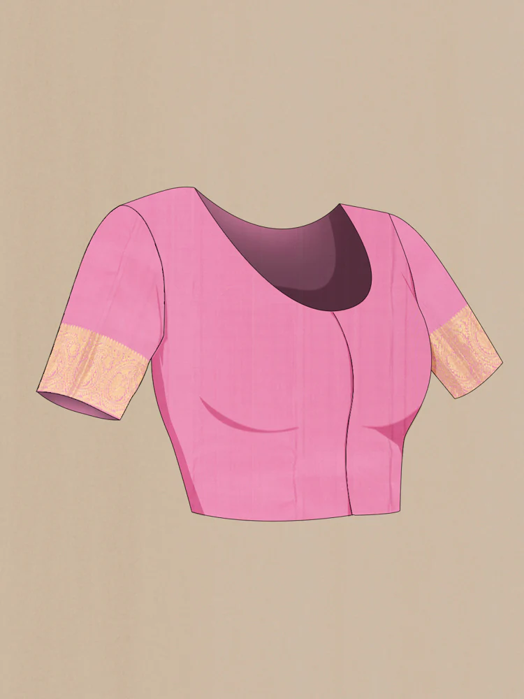 Rose pink Kanchipuram Silk Saree - Image 4
