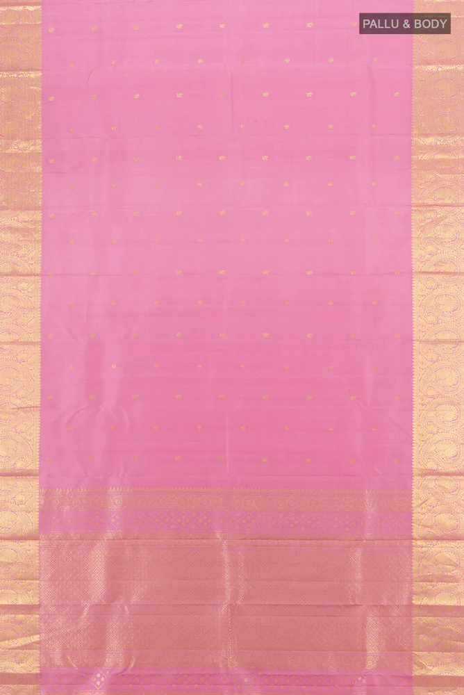 Rose pink Kanchipuram Silk Saree - Image 5