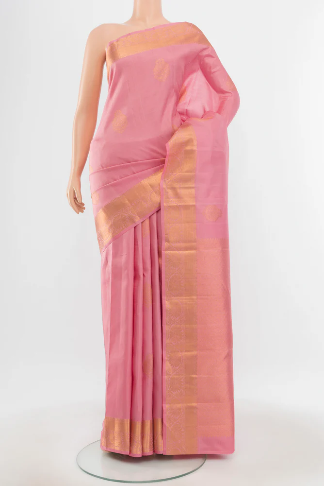 Rose pink Kanchipuram Silk Saree