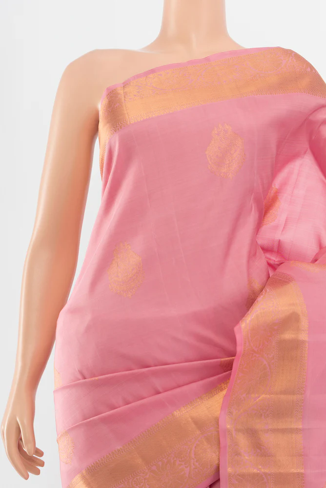 Rose pink Kanchipuram Silk Saree - Image 2