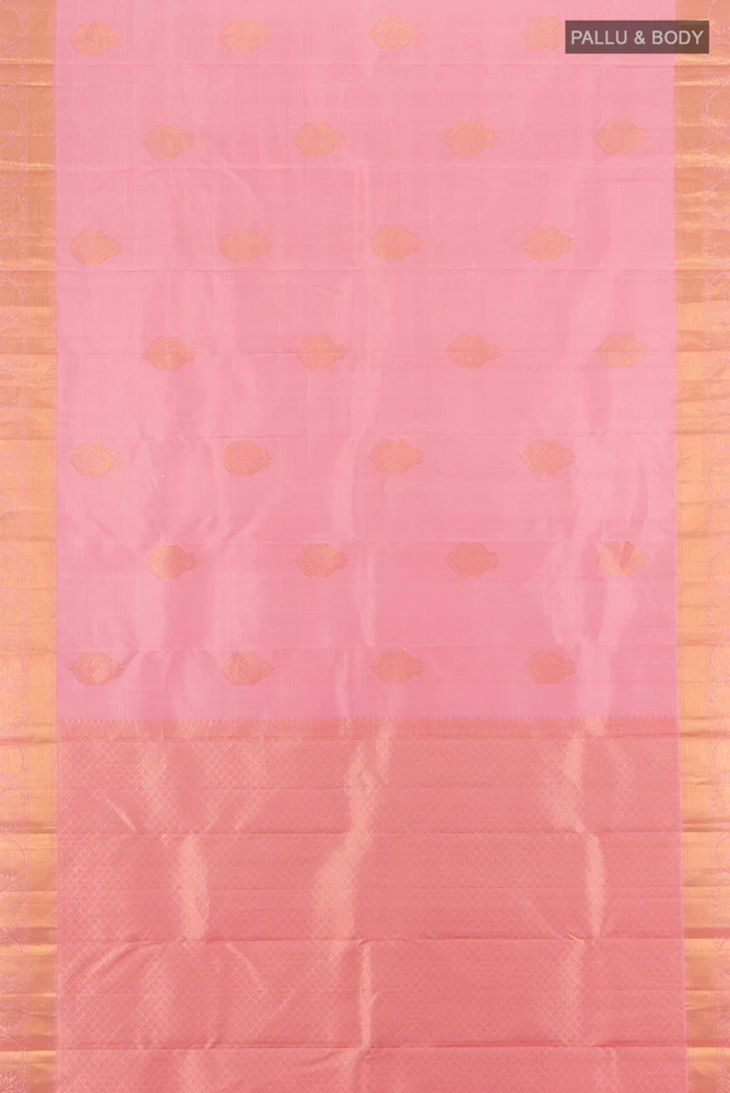 Rose pink Kanchipuram Silk Saree - Image 5