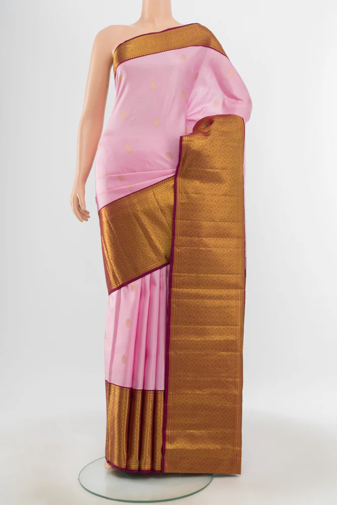 Rose pink Kanjivaram Silk Saree