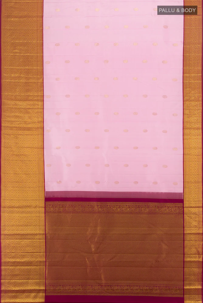 Rose pink Kanjivaram Silk Saree - Image 5
