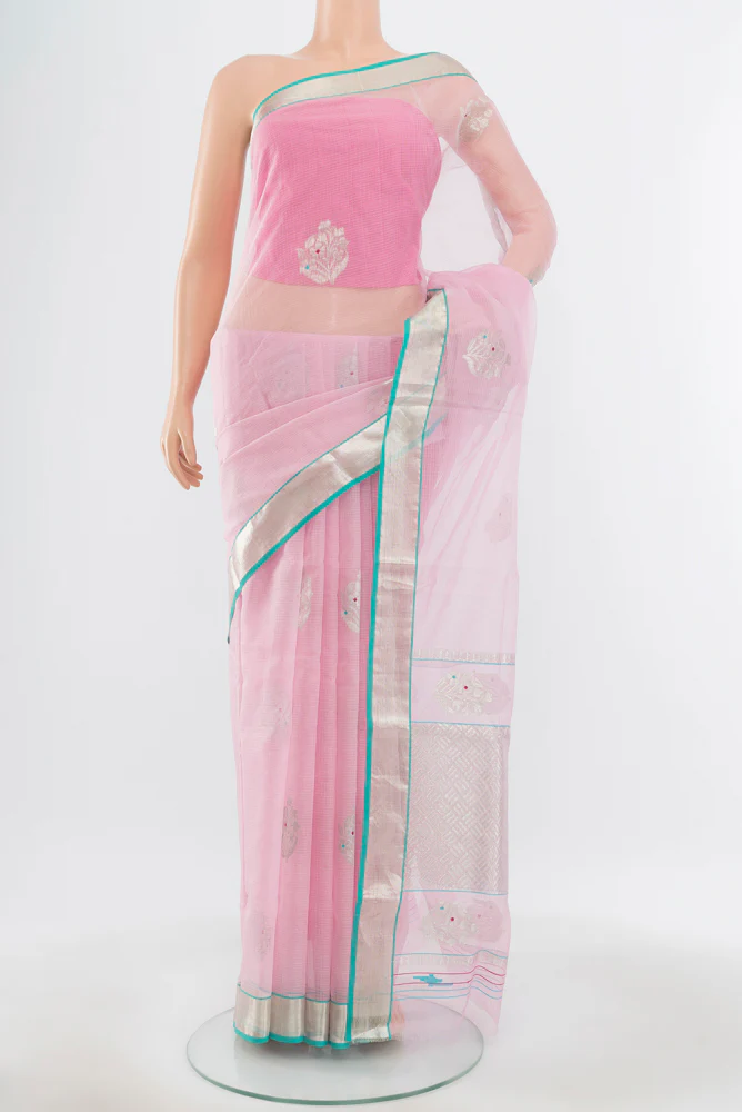 Pure Silk Pure Zari Rose pink Kota Saree