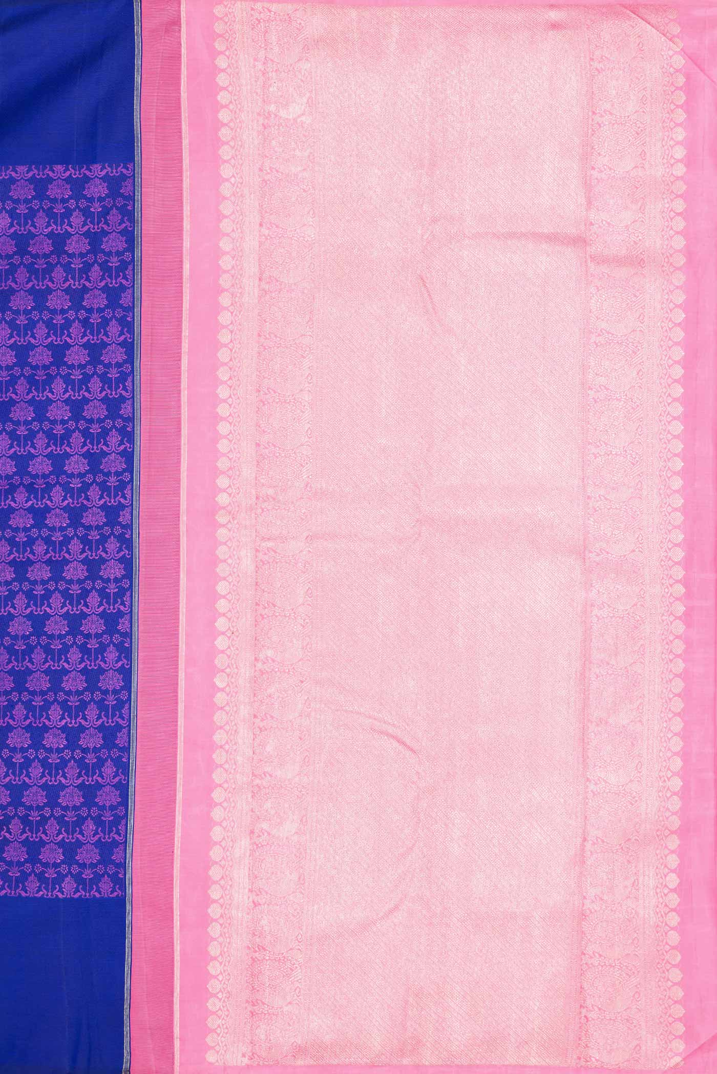 Pure Silk Pure Zari Royal Blue Dual Tone Kanchipuram Saree - Image 7
