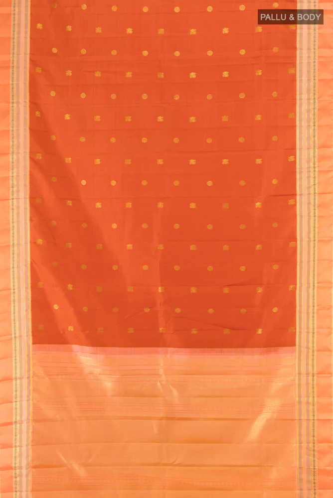 Rust Kanjivaram Silk Saree - Image 5