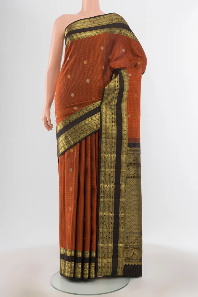 Rust Kanjivaram Silk Saree