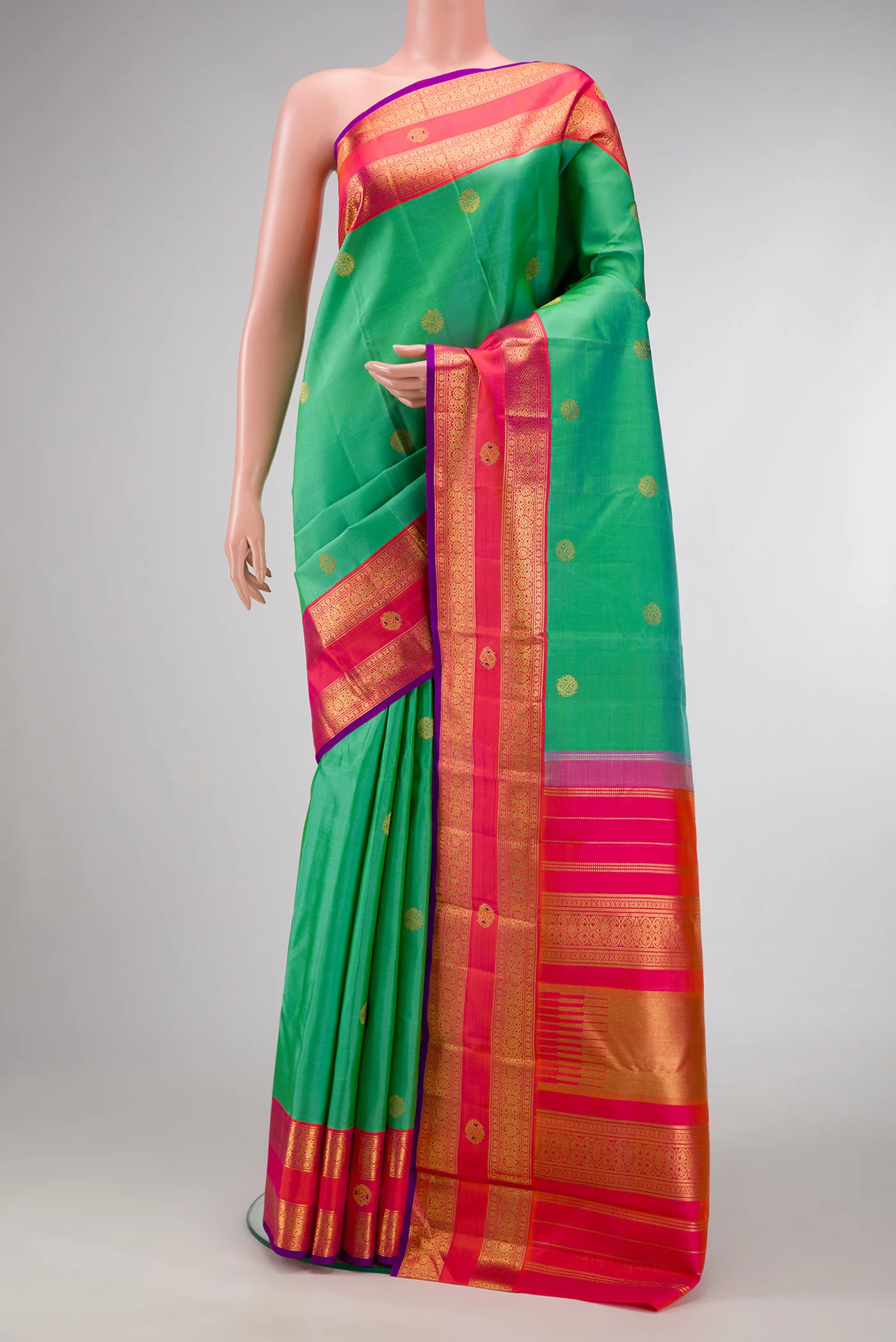 Pure Silk Pure Zari Sea Green Kanjivaram Saree