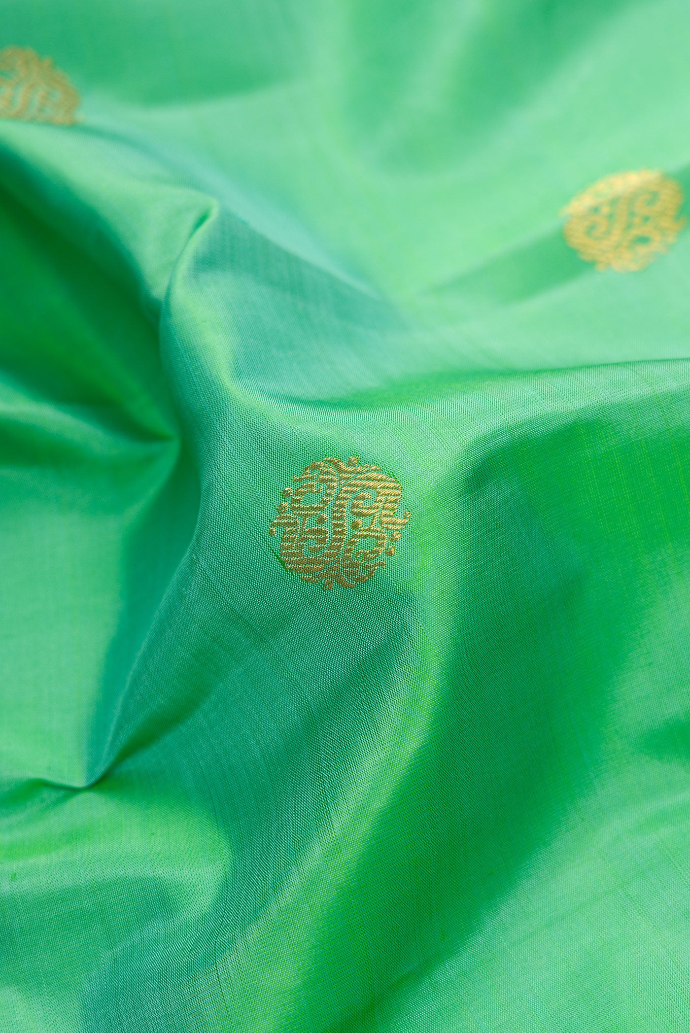 Pure Silk Pure Zari Sea Green Kanjivaram Saree - Image 2