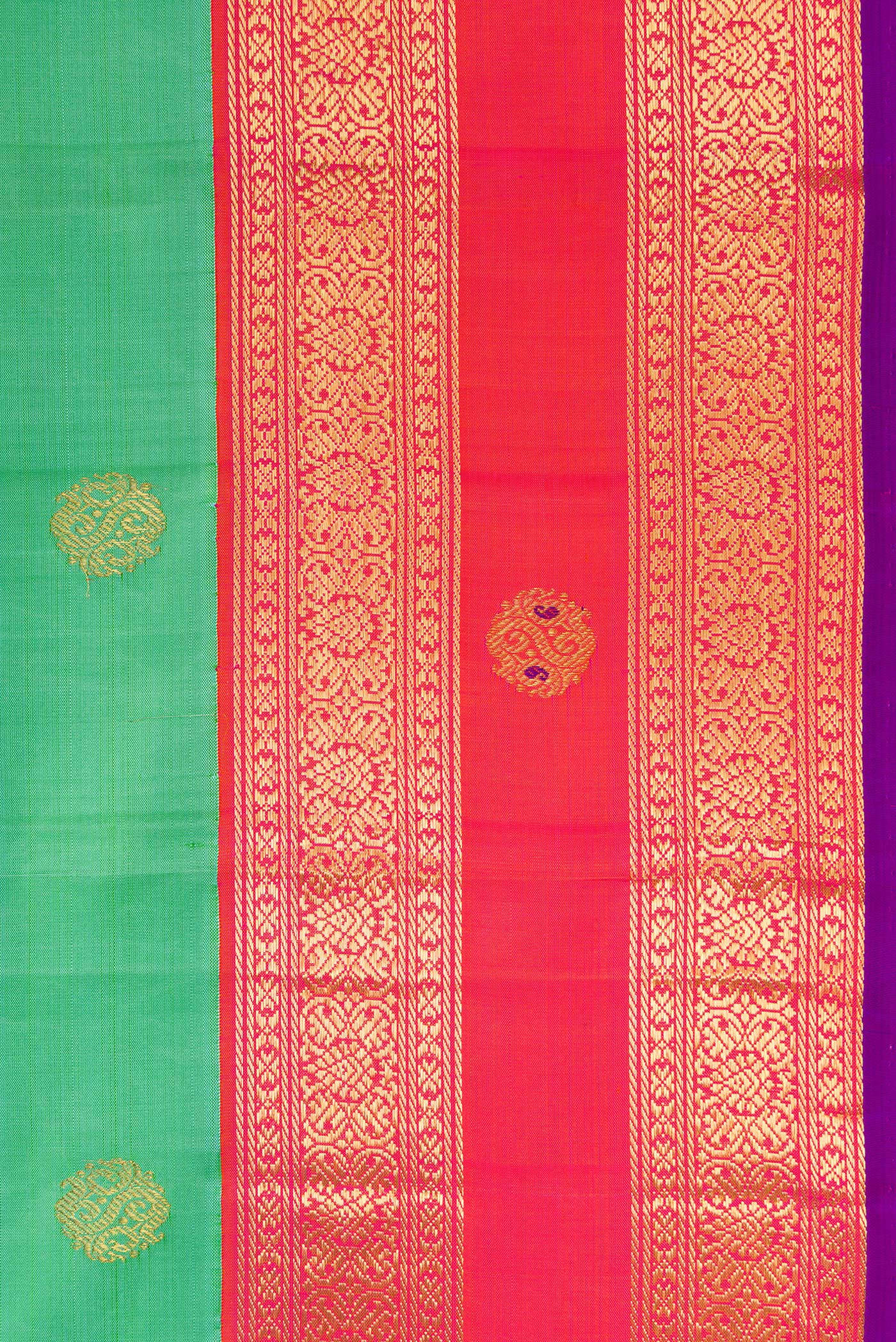 Pure Silk Pure Zari Sea Green Kanjivaram Saree - Image 3