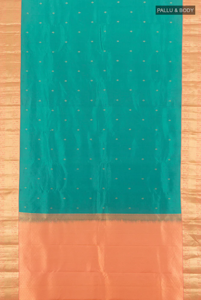 Sea Green Kanchipuram Silk Saree - Image 5