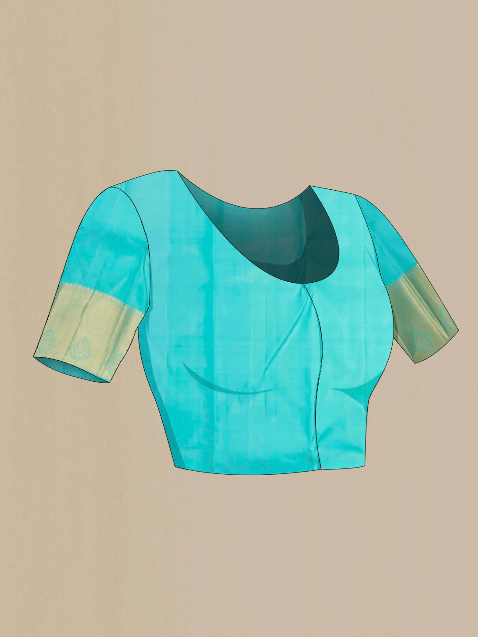 Pure Silk Pure Zari Sky Blue Kanjivaram Saree - Image 5