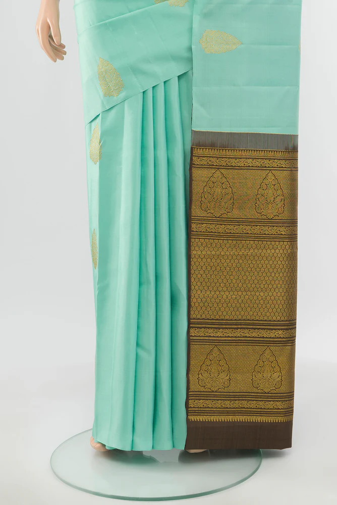 Light Blue Kanchipuram Silk Saree - Image 3