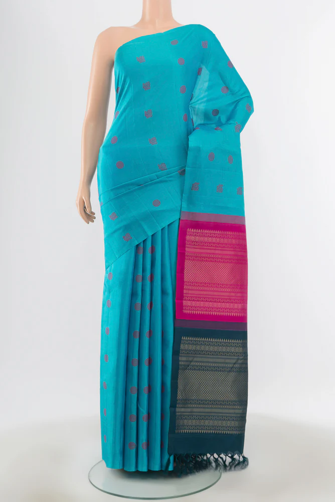 Sky Blue Kanchipuram Silk Saree