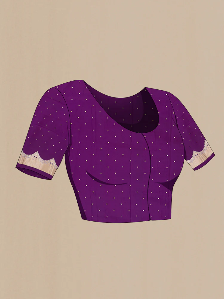 Violet Banarasi Silk Saree - Image 4
