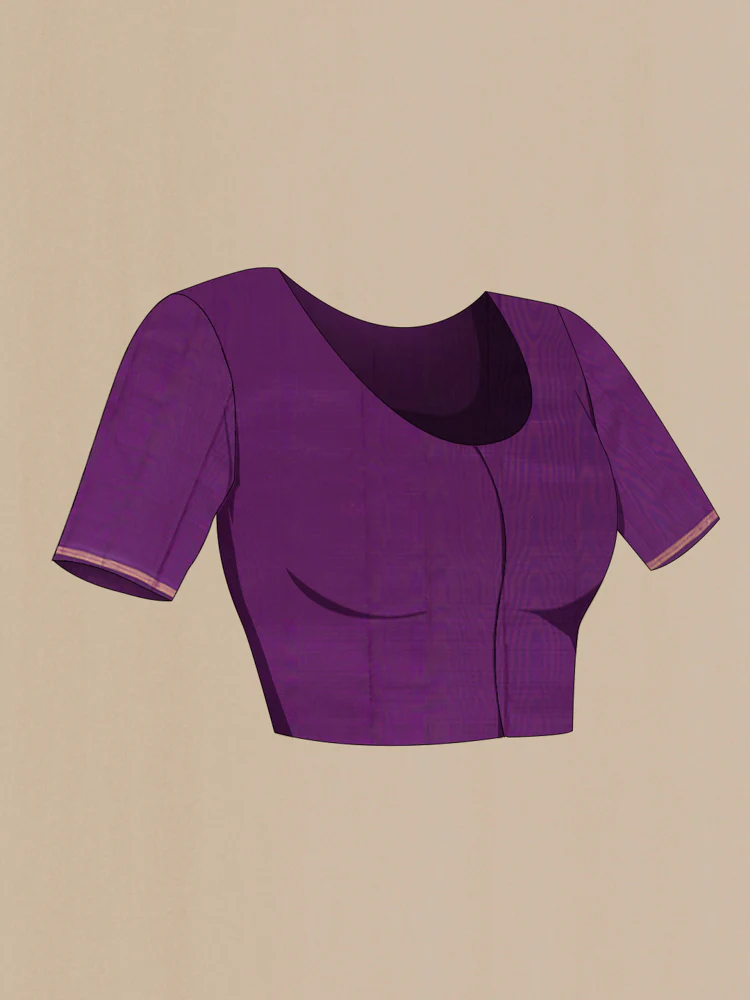 Violet Kanchipuram Silk Saree - Image 4