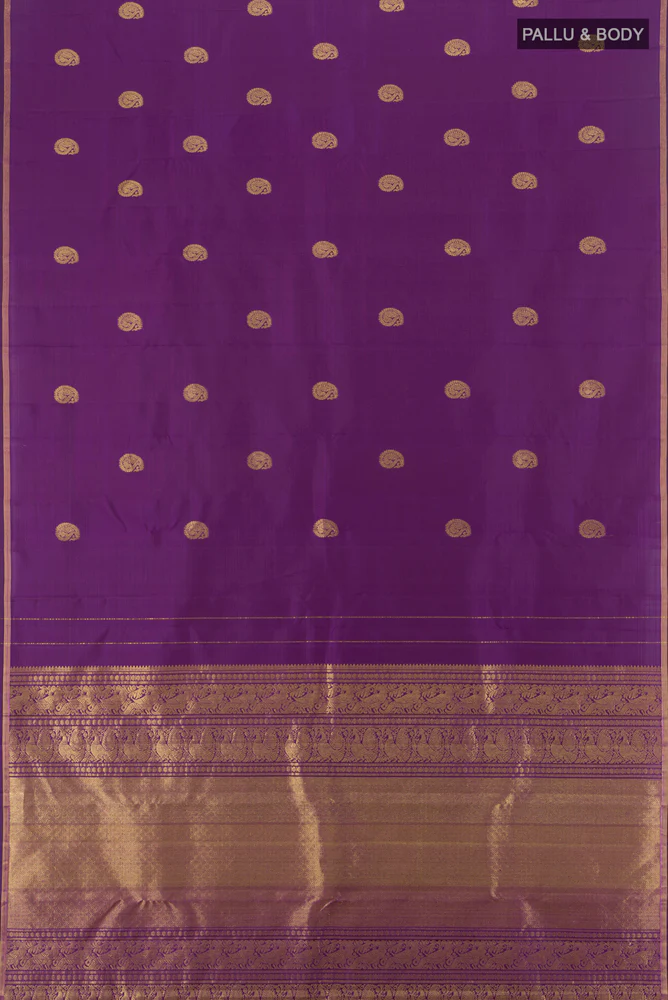 Violet Kanchipuram Silk Saree - Image 5